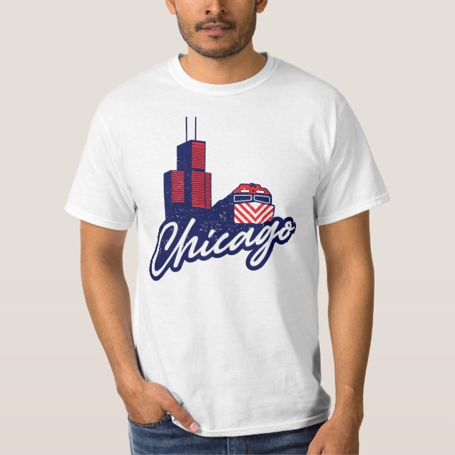 Chicago Sears Torn och Metra T Shirt (Framsida)
