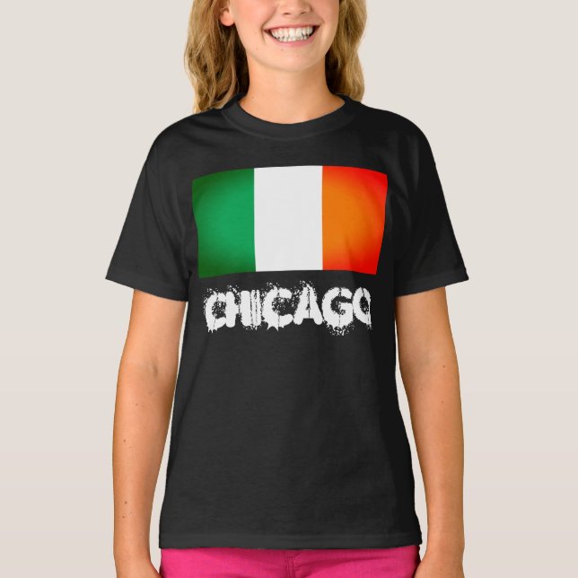 Chicago Shamrock Flagga - Irländskt arv T Shirt (Framsida)