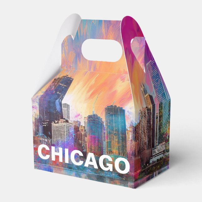 Chicago-silhuett abstrakt konst presentaskar (Framsidan Sidan)