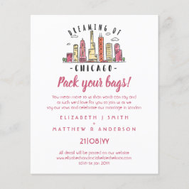 CHICAGO Silhuett Bröllopsinbjudan Handritad Budget