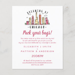 CHICAGO Silhuett Bröllopsinbjudan Handritad Budget