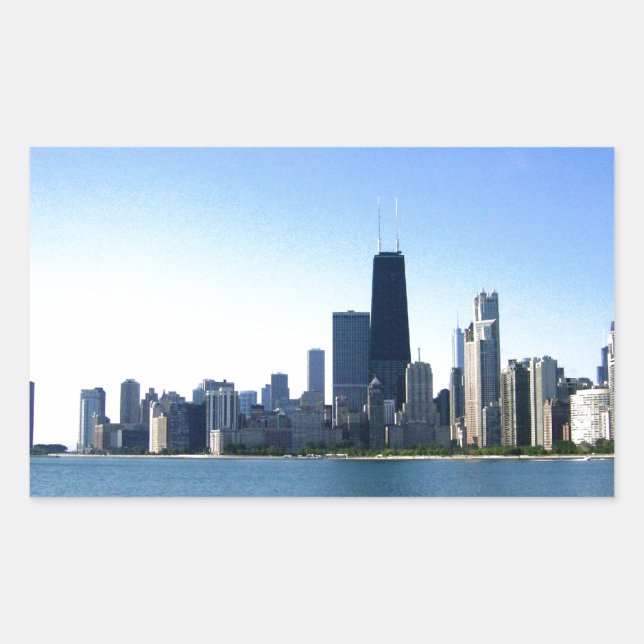 Chicago-silhuett Rektangulärt Klistermärke (Framsida)