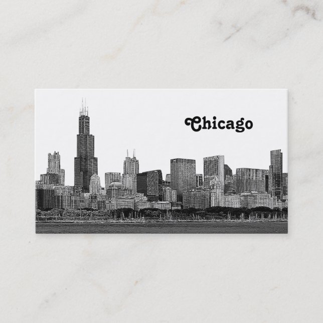 Chicago-silhuetten etsad visitkort (Framsida)