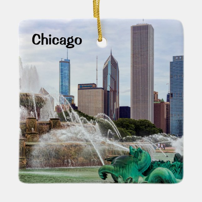 Chicago-silhuetten Julgransprydnad Keramik (Framsida)
