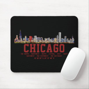 Chicago-silhuetten. Områdesnamn och koordinater Musmatta