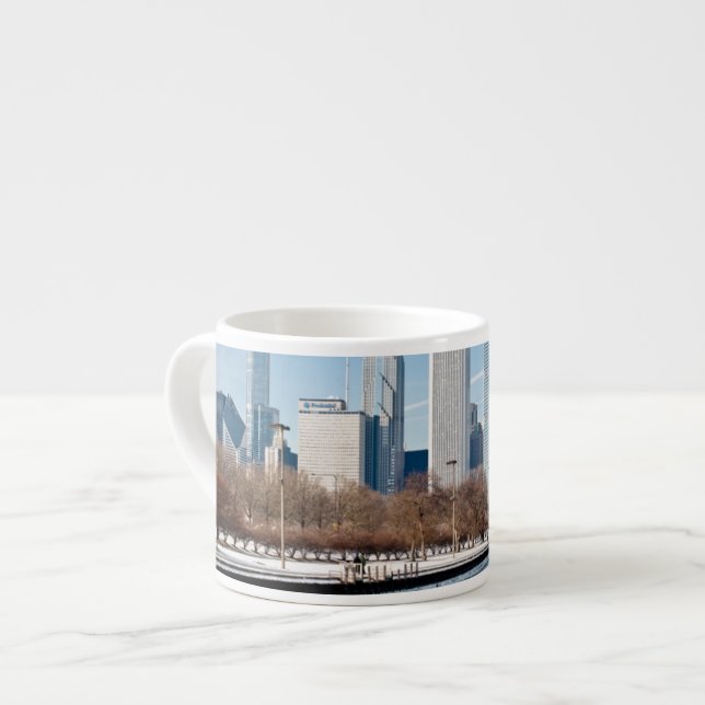 Chicago-silhuetten över frusna Lake Michigan Espressomugg (Framsida vänster)