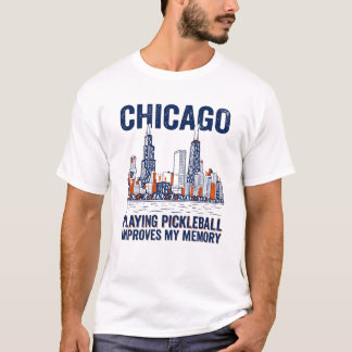 Chicago Siluett Med Pickleballspelare T Shirt