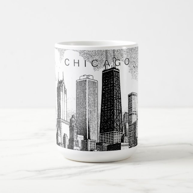 Chicago Siluett Modern Svart Mugg (Center)