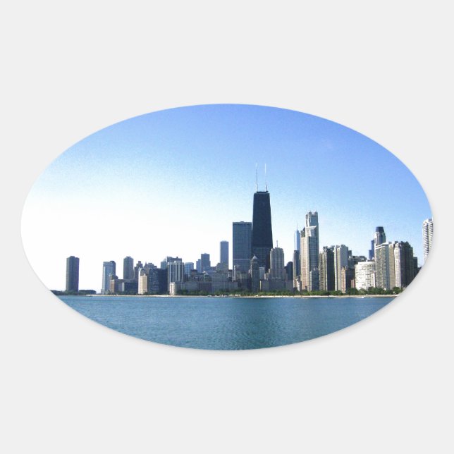 Chicago-siluetten Ovalt Klistermärke (Framsida)