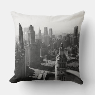 Chicago Skyline1930's från Above View Photograph Kudde