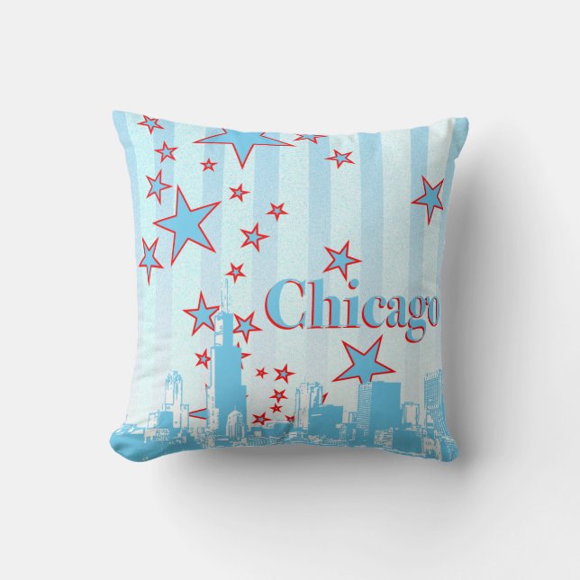 Chicago Skyline Accent Pillow Kudde (Framsida)