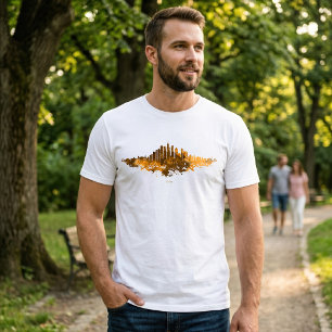 Chicago Skyline Akvarell Orange Stadssilhuett Kons T Shirt