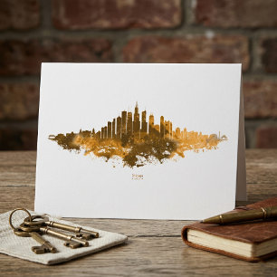 Chicago Skyline Akvarell Orange Stadssiluett Konst Tack Kort