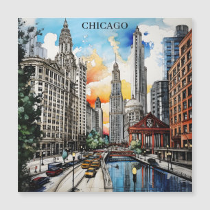 Chicago Skyline Akvarell – Windy City Resa