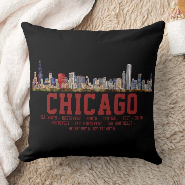 Chicago Skyline.  Area Names and Coordinates Kudde (Filt)