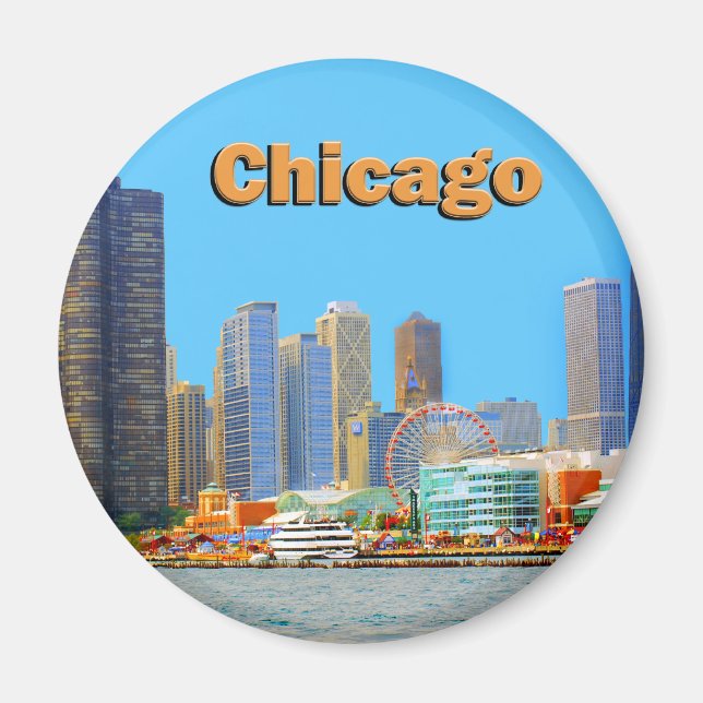 Chicago Skyline At Navy Pier Magnet (Framsidan)