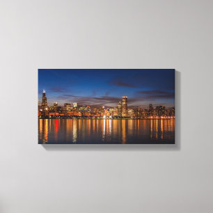 Chicago Skyline At Night Canvastryck