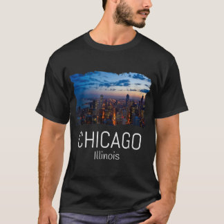 Chicago Skyline At Night Cool Souvenir Gift Chicag T Shirt