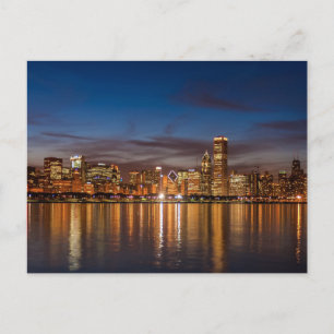 Chicago Skyline At Night Vykort