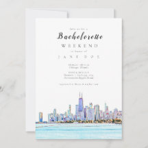 Chicago Skyline Bachelorette Party-inbjudan