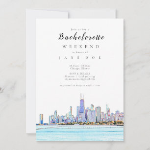 Chicago Skyline Bachelorette Party-inbjudan Inbjudningar