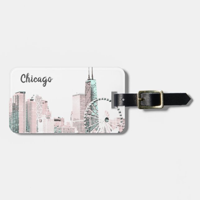Chicago Skyline Bagagebricka (Horisontell Framsida)