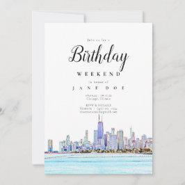 Chicago Skyline Birthday Helg-inbjudan Inbjudningar