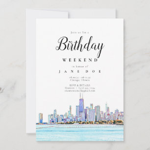 Chicago Skyline Birthday Helg-inbjudan Inbjudningar