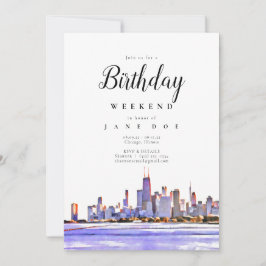 Chicago Skyline Birthday Helg-inbjudan Inbjudningar
