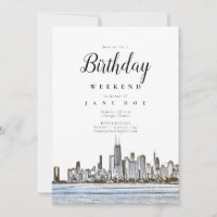 Chicago Skyline Birthday Helg-inbjudan