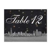 Chicago Skyline Black Guld Star Bordsnummer