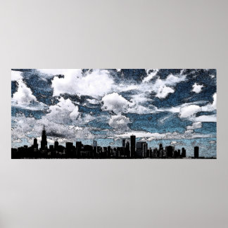 Chicago Skyline, Bläck Poster