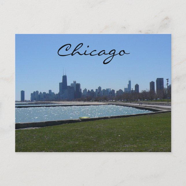 Chicago skyline blue vykort (Framsida)