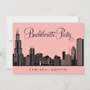 Chicago Skyline Bröllop Bachelorette Party Inbjudningar