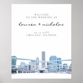 Chicago Skyline Bröllop Welcome Sign Poster