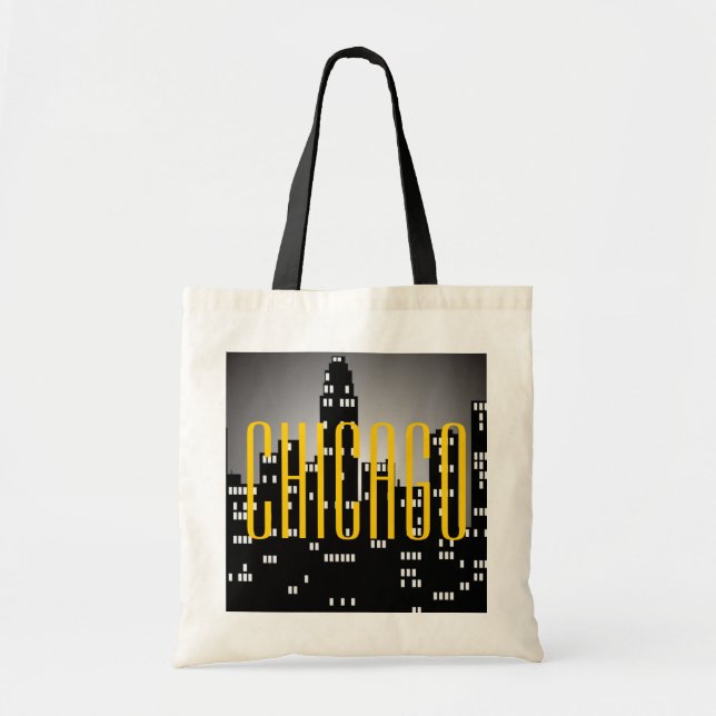 Chicago Skyline Budget Tote Bag Tygkasse (Framsidan)