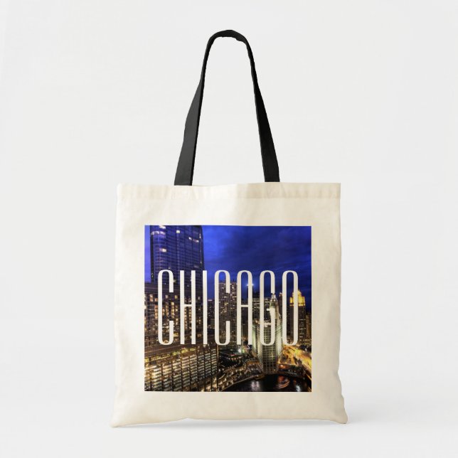 Chicago Skyline Budget Tote Bag Tygkasse (Framsidan)