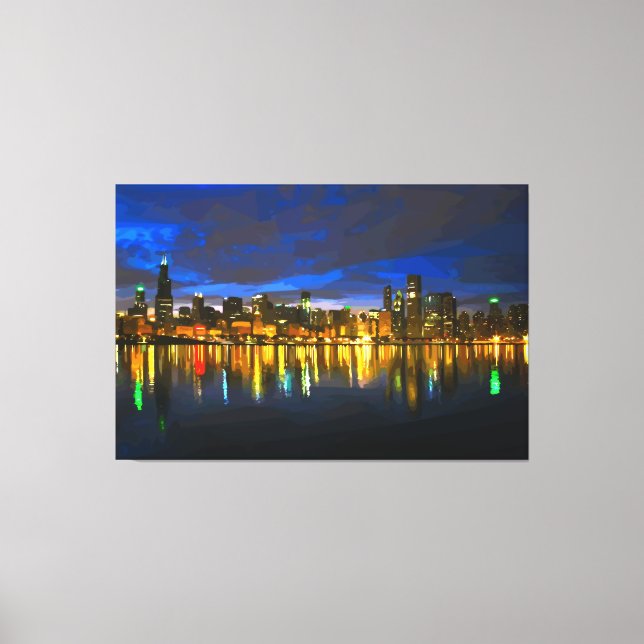 Chicago Skyline Canvastryck (Framsida)