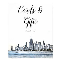 Chicago Skyline Cards & Gifts Sign
