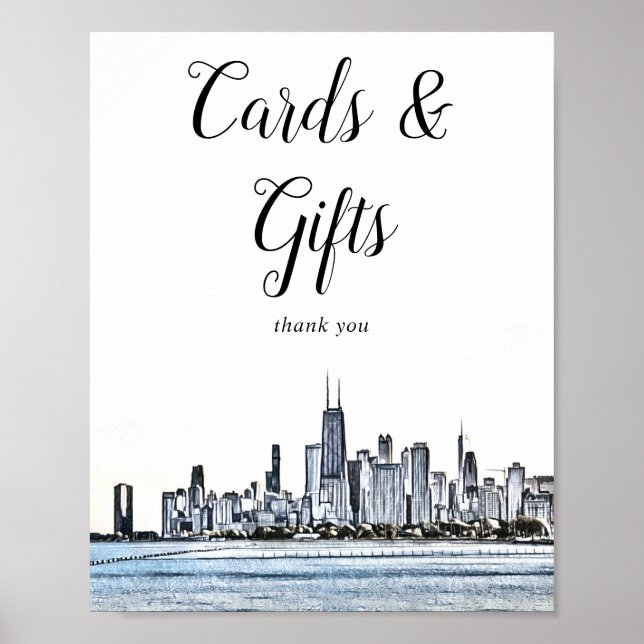 Chicago Skyline Cards & Gifts Sign Poster (Framsidan)