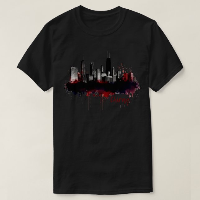 Chicago Skyline Chiraq TShirt T Shirt (Design framsida)