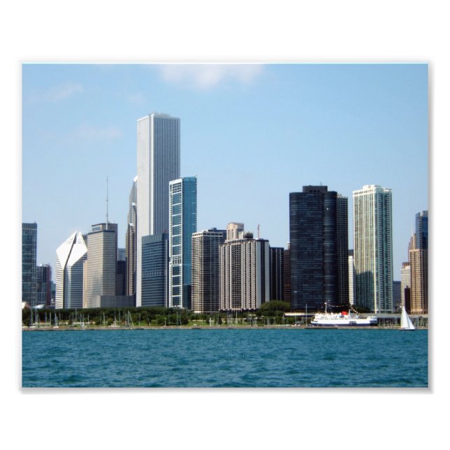 Chicago Skyline Cityscape Photography Print Fototryck (Framsidan)