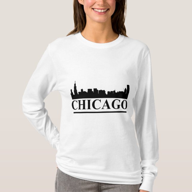 Chicago Skyline Dam Långärmad T-shirt (Framsida)