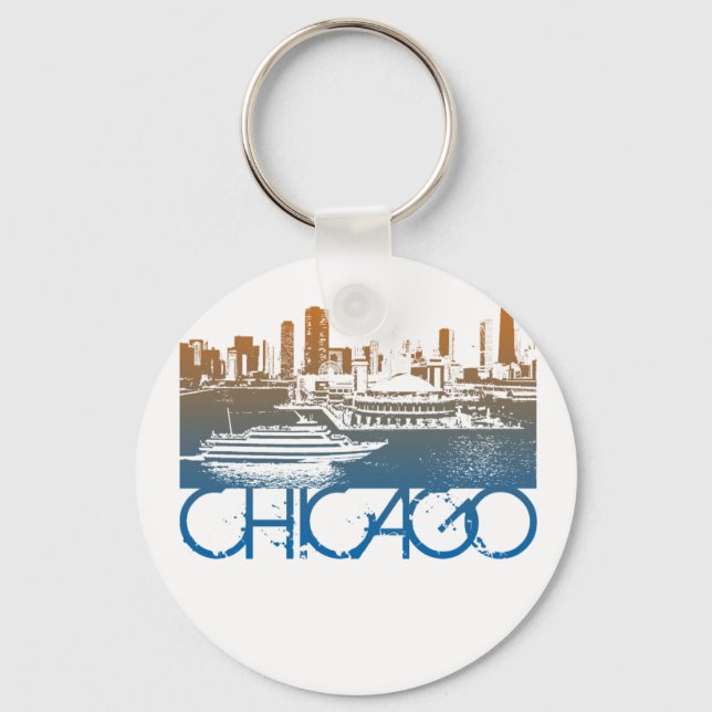 Chicago Skyline Design Nyckelring (Framsida)