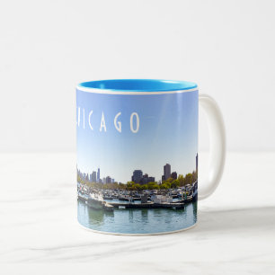 Chicago Skyline Diversey Harbror Två-Tonad Mugg