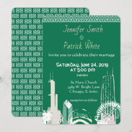 Chicago Skyline emerald snöre elegant-inbjudan Inbjudningar