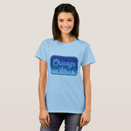 Chicago Skyline Epic Blue Tourist Logotyp Tee Shirt