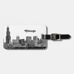 Chicago Skyline Etched Bagagebricka