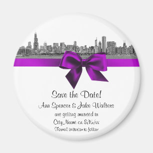 Chicago Skyline Etched BW Violet Spara datum R Magnet