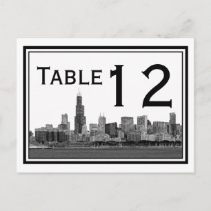 Chicago Skyline Etched Framed Bordsnummer